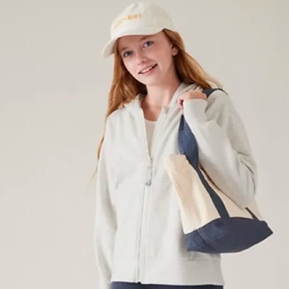 NWT Athleta Girl Retroplush Full Zip Fog Heather Gray Hoodie Size XS/6